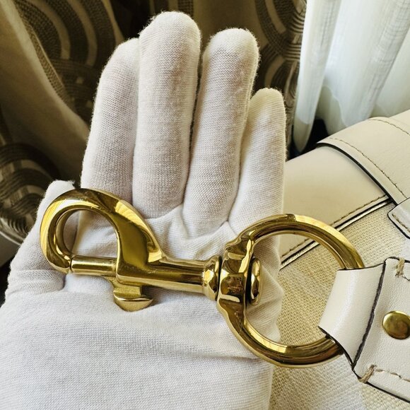 COACH | White Legacy Flap Shoulder Canvas & Leather Handbag / 7469 - Picture 7 of 10